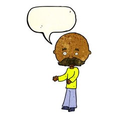 cartoon man with mustache speech bubble N30