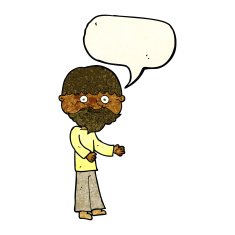 cartoon happy bearded man with speech bubble N4