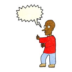 cartoon mean looking man with speech bubble N3