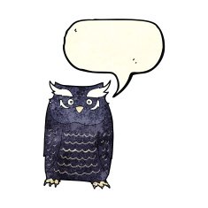 Cartoon owl with speech bubble N20