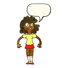 cartoon pretty girl with shocked expression speech bubble N3