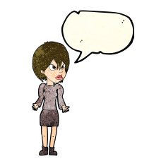 cartoon annoyed woman with speech bubble N69