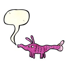 cartoon shrimp with speech bubble N11