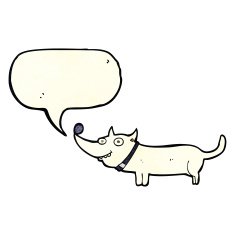 cartoon happy dog with speech bubble N24