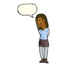 cartoon woman waiting with speech bubble N7