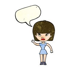 cartoon woman waving with speech bubble N118