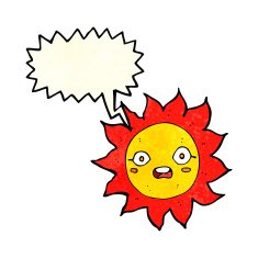 cartoon sun with speech bubble N8