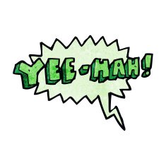 cartoon yeehah symbol with speech bubble N2