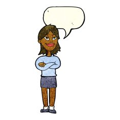 cartoon proud woman with speech bubble N10