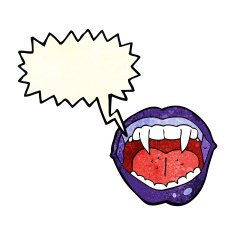 cartoon vampire mouth with speech bubble N7