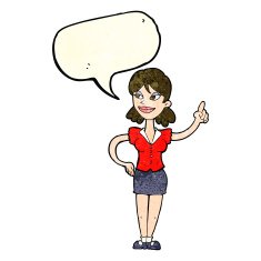 cartoon woman with great idea speech bubble N5