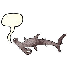cartoon hammerhead shark with speech bubble N3