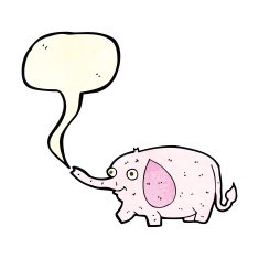 cartoon funny little elephant with speech bubble N2