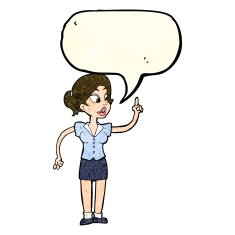 cartoon woman with great idea speech bubble N6