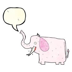 cartoon happy elephant with speech bubble N4