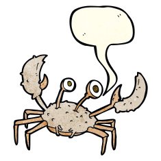 cartoon crab with speech bubble N4