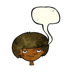 cartoon smug looking boy with speech bubble N3
