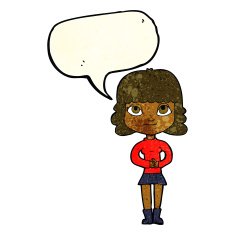 cartoon happy woman with speech bubble N94