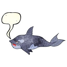 cartoon killer whale with speech bubble N4
