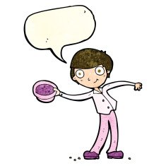 cartoon man tipping hat with speech bubble N4