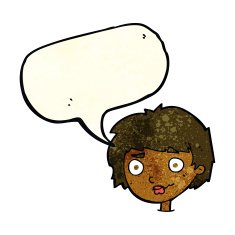 cartoon confused woman with speech bubble N31