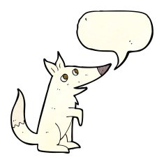 cartoon wolf cub with speech bubble N4