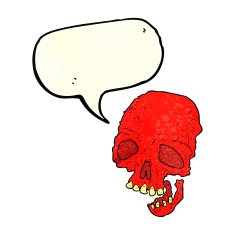 cartoon spooky skull with speech bubble N51