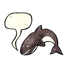 cartoon shark with speech bubble N14