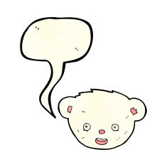 cartoon polar bear face with speech bubble N7