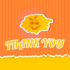 Thank you on orange striped paper Vector illustration