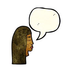 cartoon female face profile with speech bubble N3