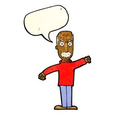cartoon angry old man with speech bubble N48