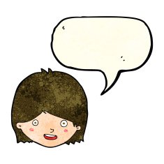 cartoon happy female face with speech bubble N66