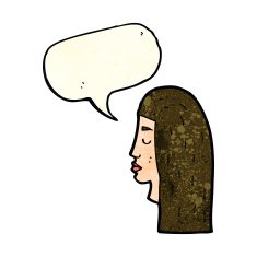 cartoon female face profile with speech bubble N4