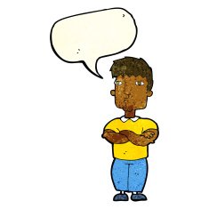 cartoon man with crossed arms speech bubble N11