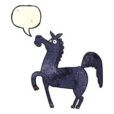 funny cartoon horse with speech bubble N3