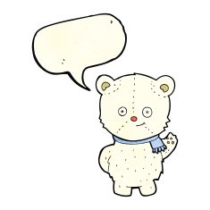 cute cartoon polar bear waving with speech bubble N2
