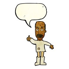 cartoon annoyed old man with speech bubble N24