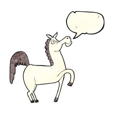 funny cartoon horse with speech bubble N4