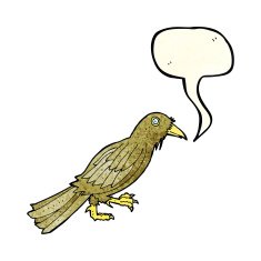 cartoon crow with speech bubble N3