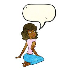 cartoon pretty woman with speech bubble N100