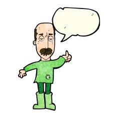 cartoon annoyed old man with speech bubble N25