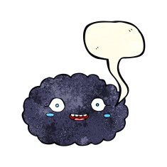 happy cartoon cloud with speech bubble N4