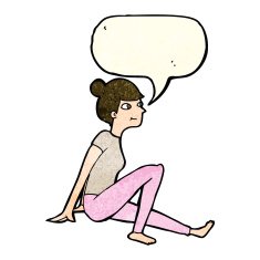 cartoon woman sitting with speech bubble N7