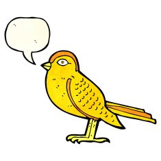 cartoon garden bird with speech bubble N16