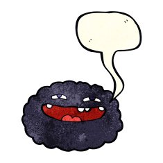 happy cartoon cloud with speech bubble N5