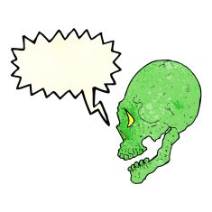 spooky skull illustration with speech bubble N2