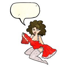 cartoon woman changing with speech bubble N4