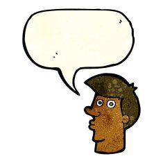 cartoon confused man with speech bubble N14