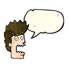 cartoon terrified man with speech bubble N78